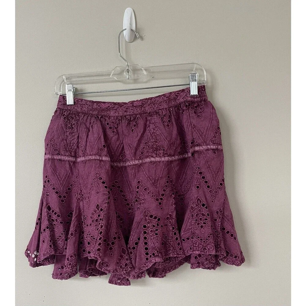 Free People Women Serenity Eyelet Mini City Skort in Pink Rose Size XS NWT